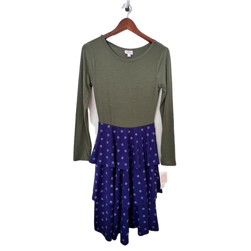 LuLaRoe Georgia Dress S Tiered Blue Polka Dot NWT - Picture 4 of 8